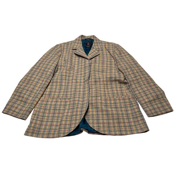 12-34 FACONNABLE Men's Wool Sport Coat Plaid Yellow/Blue/Red Large - Picture 1 of 8